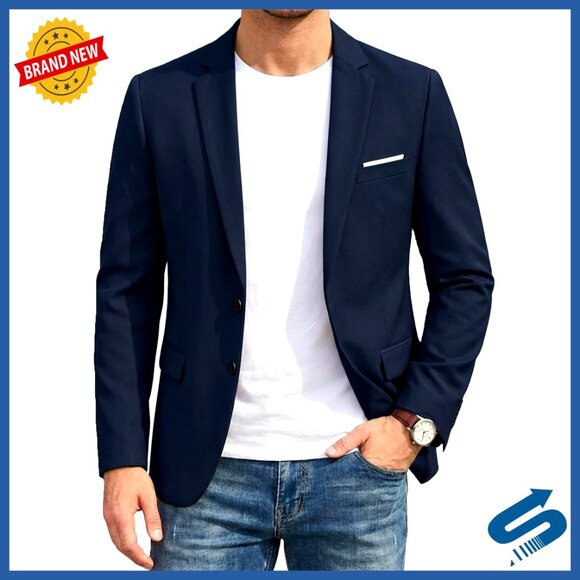 Men's Slim Fit Blazer Lightweight Sport Coat Business Casual Jacket